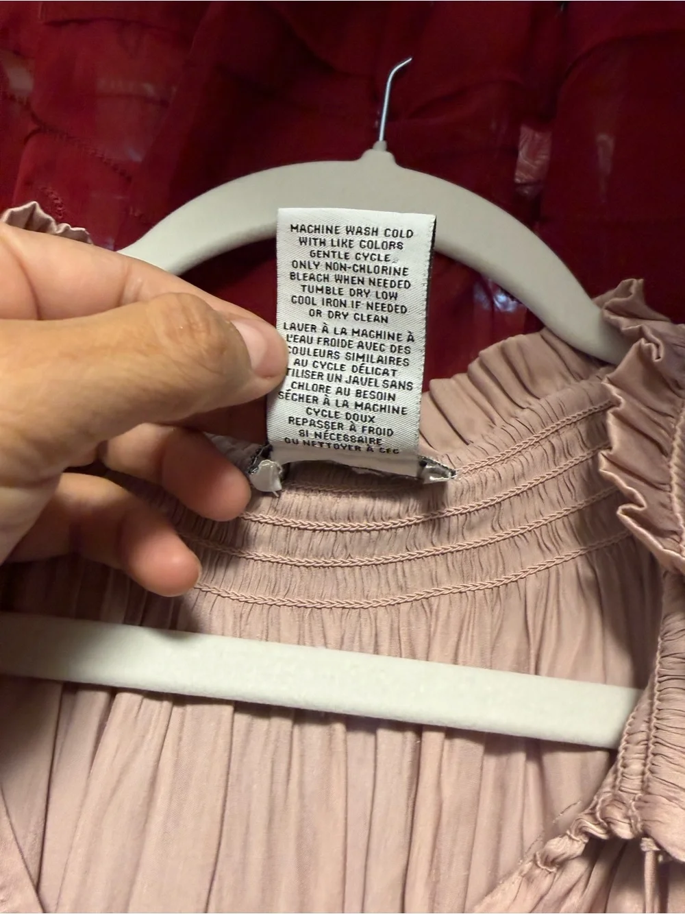 Carmen Marc Valvo Dusty Rose Satin Blouse - Picture 5 of 6